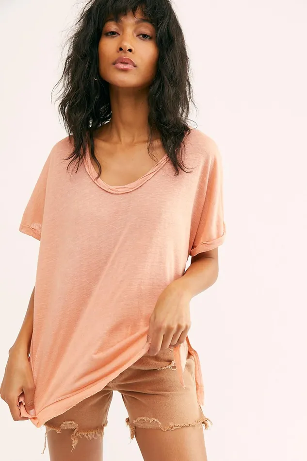 Women Tops Free People We The Free Under The Sun Tee Peach Pit