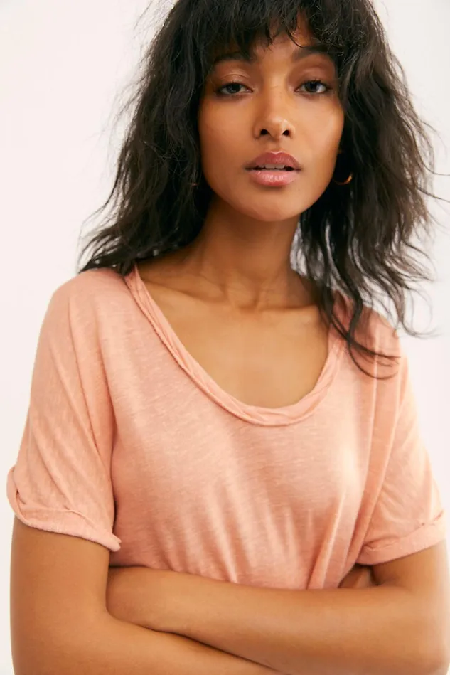 Women Tops Free People We The Free Under The Sun Tee Peach Pit