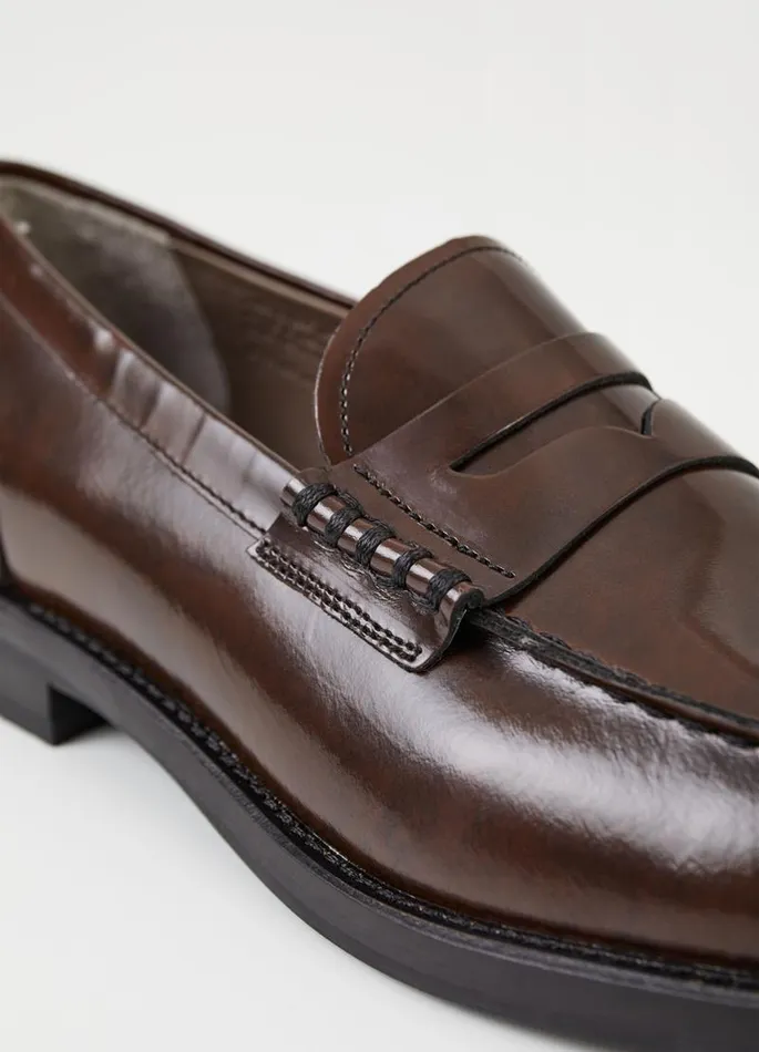 Women Vagabond Loafers NAIMA LOAFER Dark Brown Polished Leather