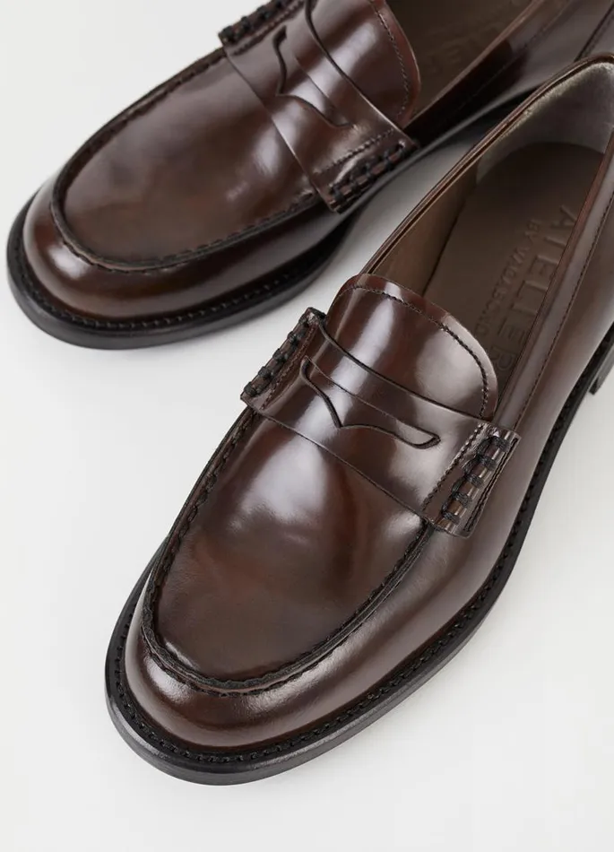 Women Vagabond Loafers NAIMA LOAFER Dark Brown Polished Leather