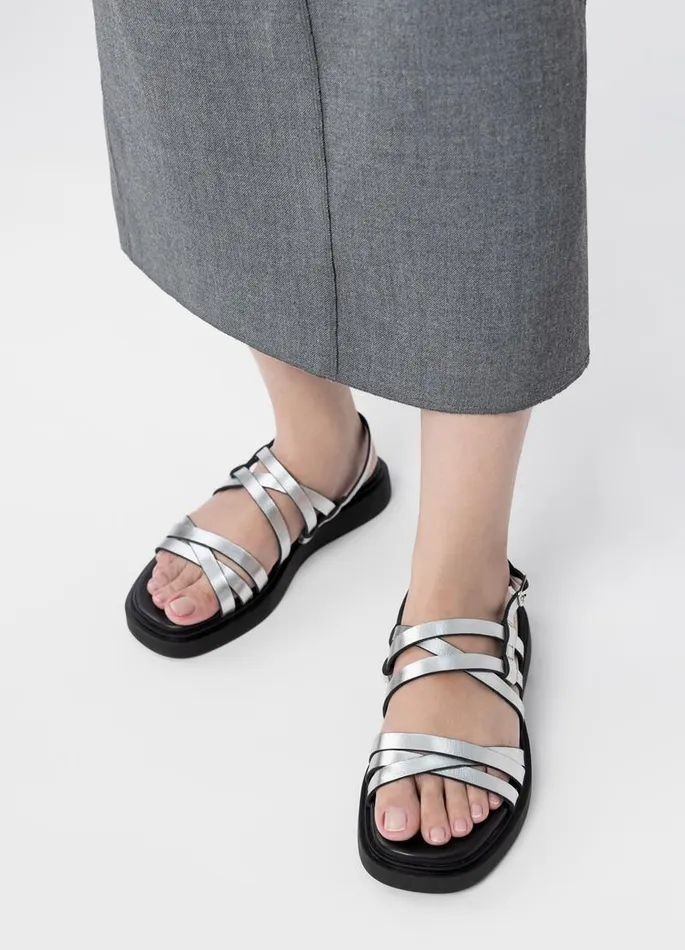 Women Vagabond Sandals CONNIE SANDALS Silver Metallic Leather