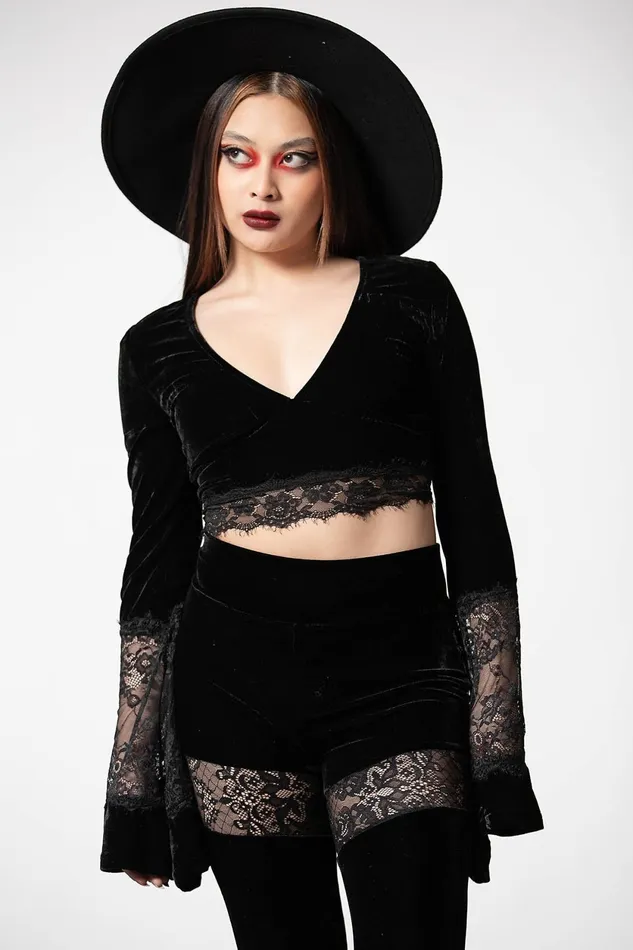 Women Velvet Killstar Naomi Long Sleeve Top