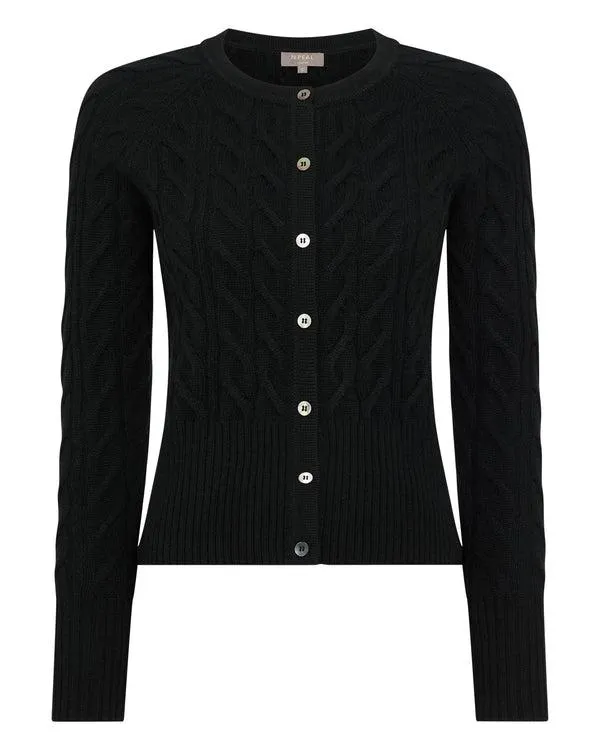 Women Women039s Cable Cashmere CardiganIn Black Black NPeal Cardigans
