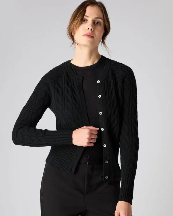 Women Women039s Cable Cashmere CardiganIn Black Black NPeal Cardigans