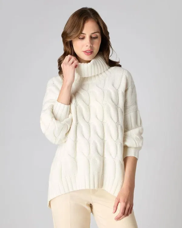 Women Women039s Chunky Cable Turtle Neck Cashmere SweaterIn New Ivory White New Ivory White NPeal Turtle Necks Women Women039s Chunky Cable Turtle Neck Cashmere SweaterIn New Ivory White New Ivory White NPeal Turtle Necks
