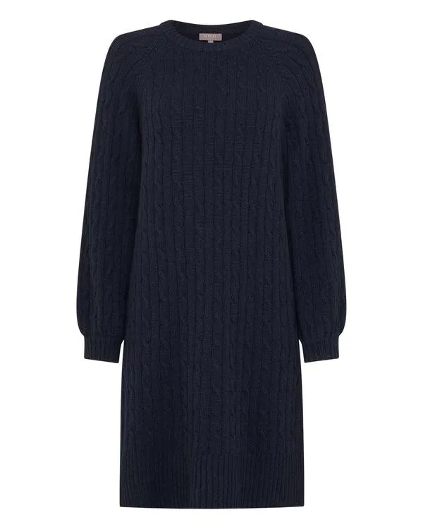 Women Women039s Crew Neck Cable Cashmere DressIn Navy Blue Navy Blue NPeal Dresses and Skirts