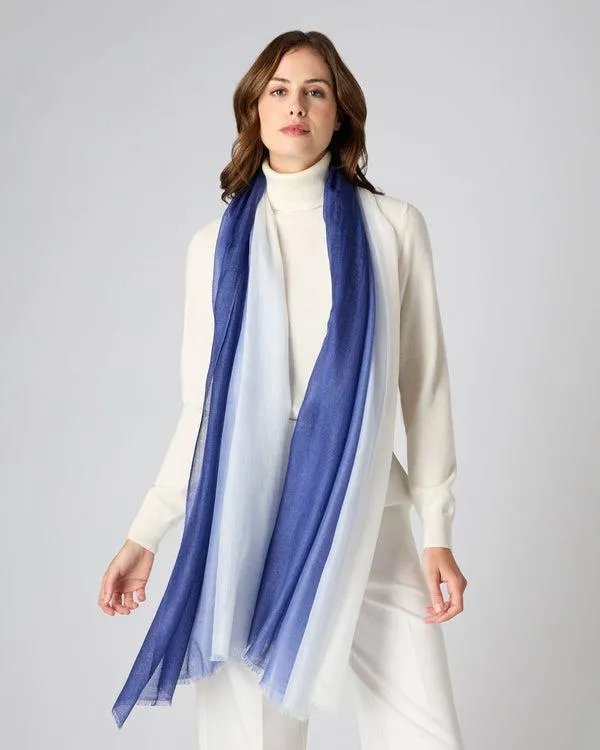 Women Women039s Dip Dye Cashmere ScarfIn Bright Blue Bright Blue NPeal Cashmere Scarves