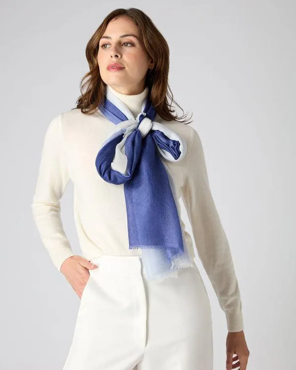 Women Women039s Dip Dye Cashmere ScarfIn Bright Blue Bright Blue NPeal Cashmere Scarves