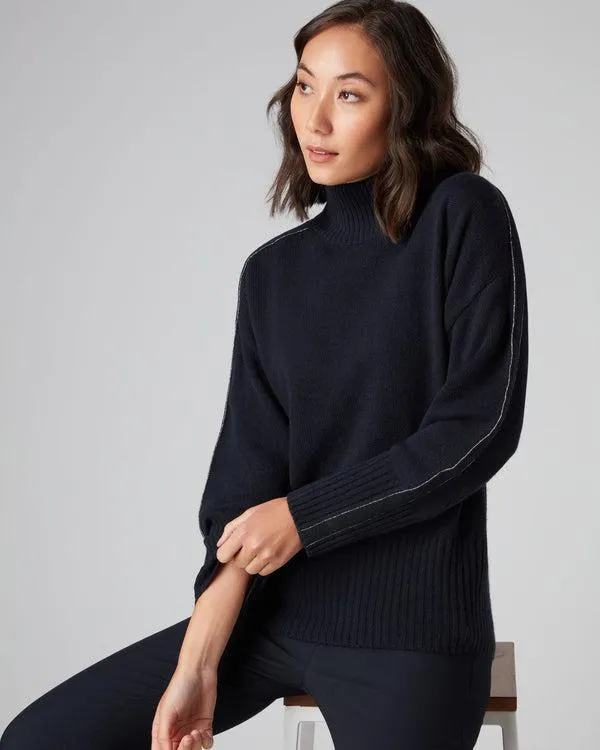 Women Women039s Metal Trim Curved Hem Cashmere SweaterIn Navy Blue Navy Blue NPeal Turtle Necks Women Women039s Metal Trim Curved Hem Cashmere SweaterIn Navy Blue Navy Blue NPeal Turtle Necks
