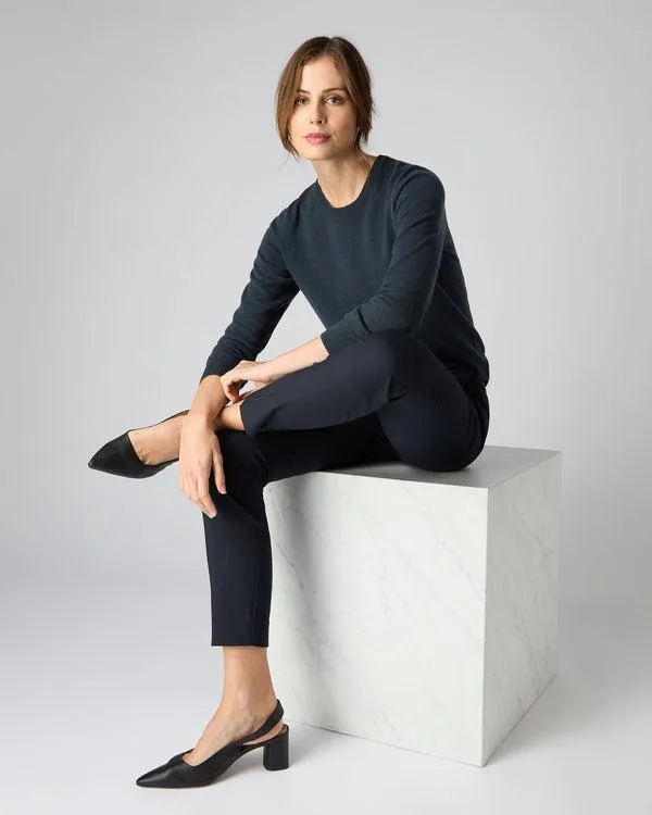 Women Women039s Round Neck Cashmere SweaterIn Grigio Blue Grigio Blue NPeal Round Necks