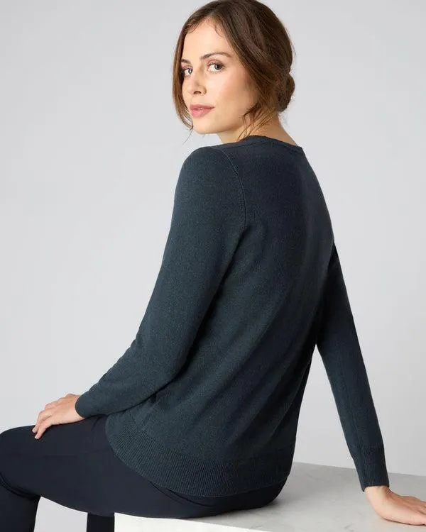 Women Women039s Round Neck Cashmere SweaterIn Grigio Blue Grigio Blue NPeal Round Necks