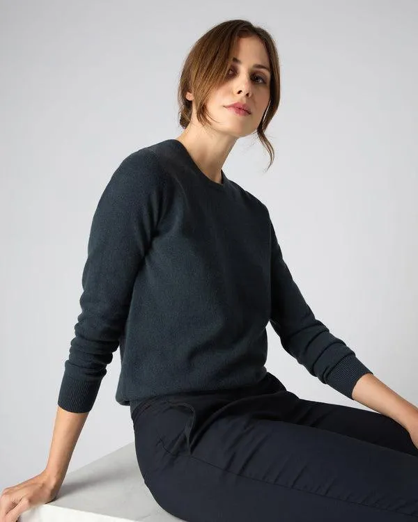 Women Women039s Round Neck Cashmere SweaterIn Grigio Blue Grigio Blue NPeal Round Necks