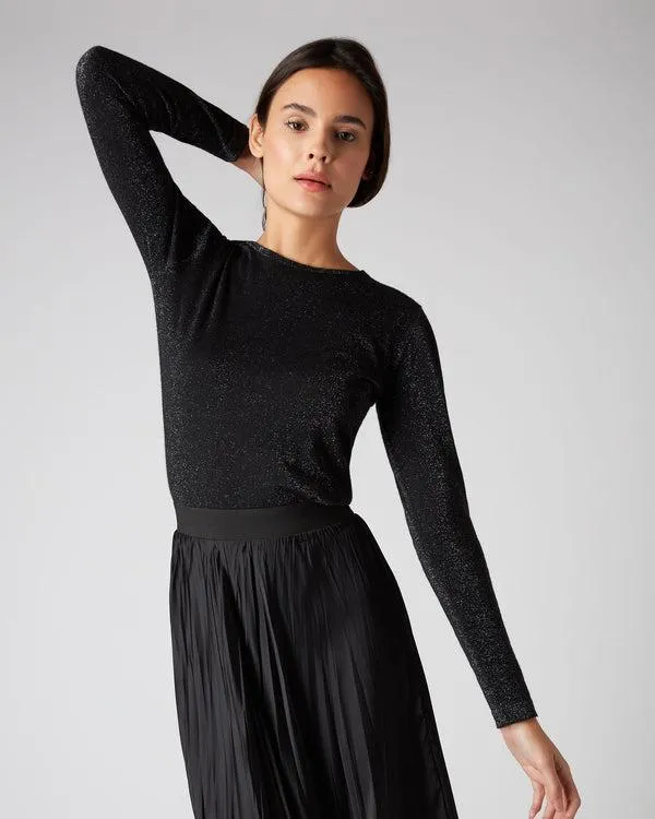 Women Women039s Superfine Long Sleeve Cashmere Top With LurexIn Black Sparkle Black Sparkle NPeal Tops and Tshirts Women Women039s Superfine Long Sleeve Cashmere Top With LurexIn Black Sparkle Black Sparkle NPeal Tops and Tshirts