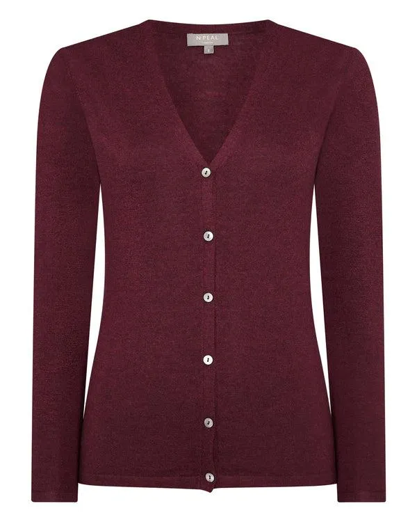 Women Women039s Superfine V Neck Cashmere CardiganIn Burgundy Red Burgundy Red NPeal Cardigans