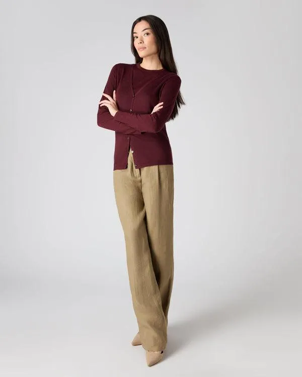 Women Women039s Superfine V Neck Cashmere CardiganIn Burgundy Red Burgundy Red NPeal Cardigans