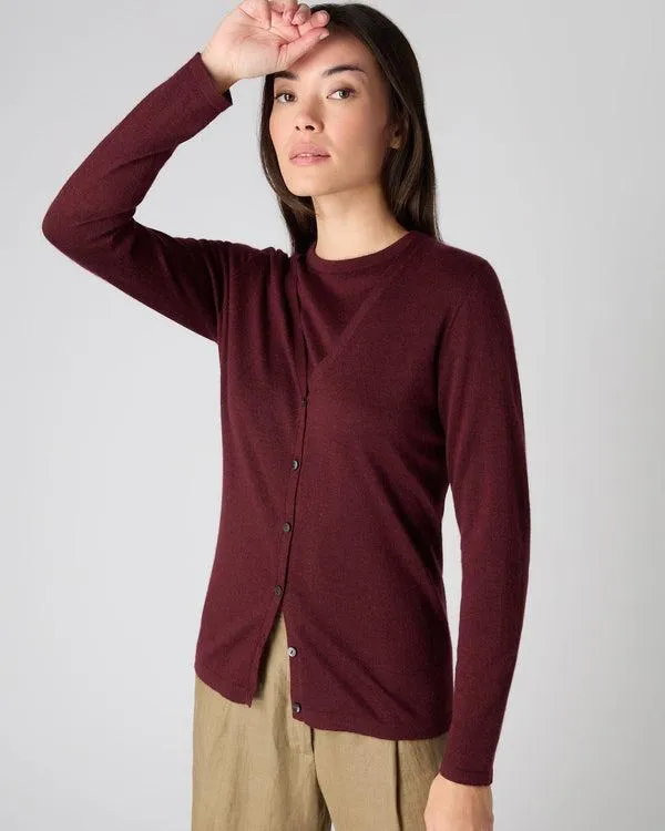Women Women039s Superfine V Neck Cashmere CardiganIn Burgundy Red Burgundy Red NPeal Cardigans