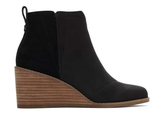 Women WomenClare Black Leather Wedge Boot Black TOMS Boots and Booties