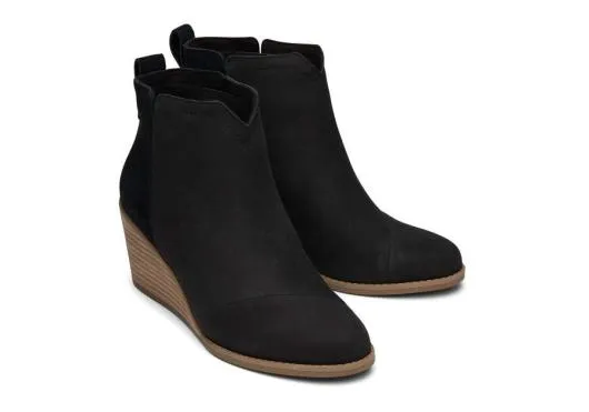 Women WomenClare Black Leather Wedge Boot Black TOMS Boots and Booties