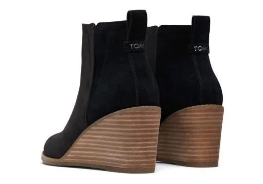 Women WomenClare Black Leather Wedge Boot Black TOMS Boots and Booties
