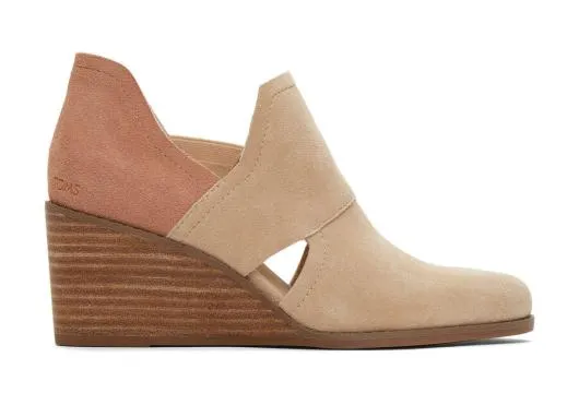 Women WomenKallie Oatmeal Suede Cutout Wedge Boot Rose Beige TOMS Exclusives