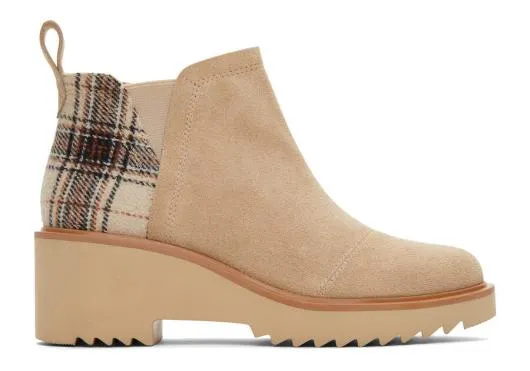 Women WomenMaude Oatmeal Suede With Plaid Wedge Boot Biscotti Suede TOMS Exclusives