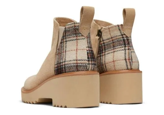Women WomenMaude Oatmeal Suede With Plaid Wedge Boot Biscotti Suede TOMS Exclusives