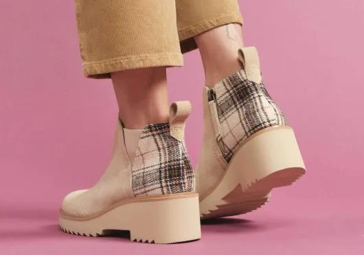 Women WomenMaude Oatmeal Suede With Plaid Wedge Boot Biscotti Suede TOMS Exclusives