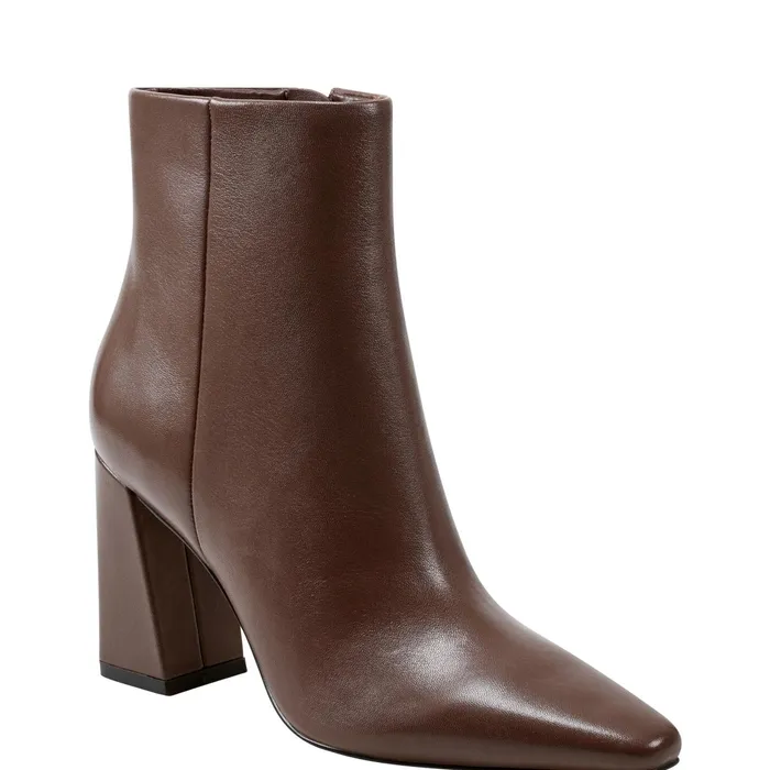 Women Yanara Heeled Bootie Dark Brown Leather Marc Fisher Booties