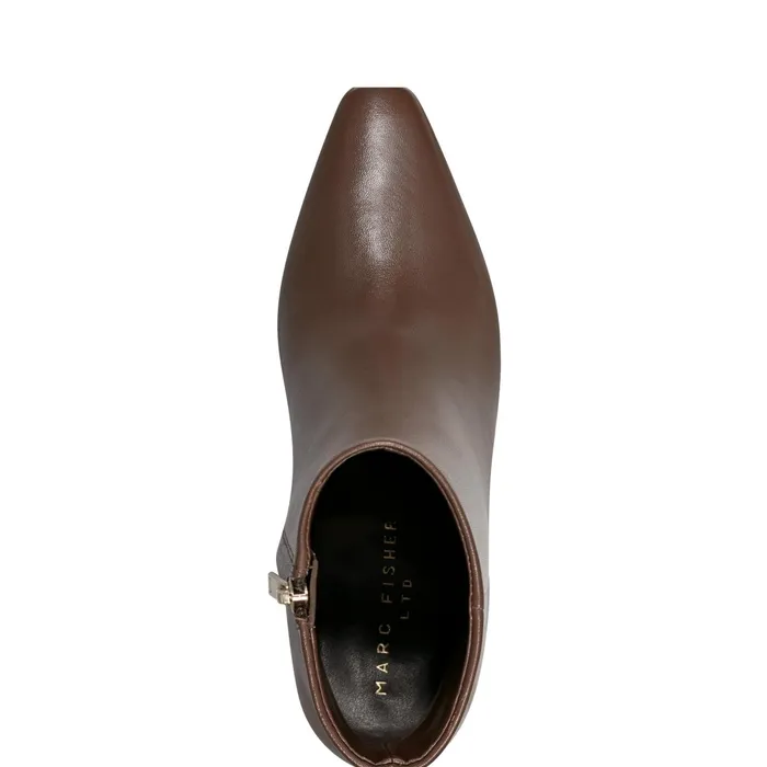 Women Yanara Heeled Bootie Dark Brown Leather Marc Fisher Booties