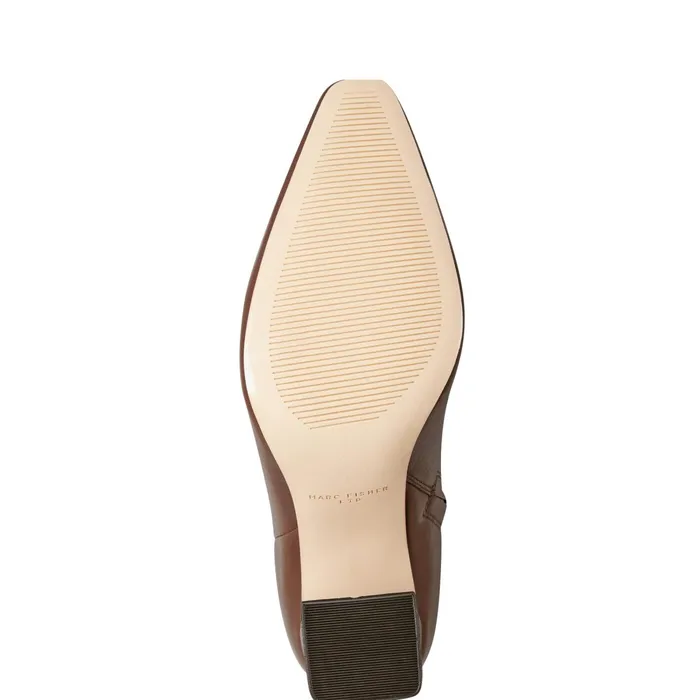 Women Yanara Heeled Bootie Dark Brown Leather Marc Fisher Booties
