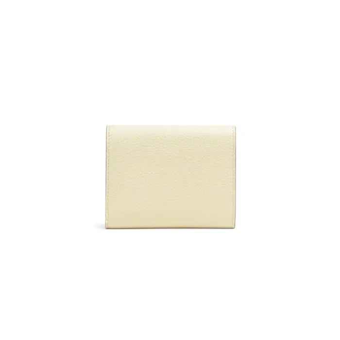 Women Yellow Tumbled Leather Wallet With Coin Pocket Santoni Small Leather Goods