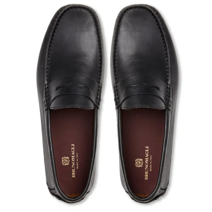 Xane Casual Leather Driving MoccassinBlack Men Bruno Magli Loafers and Slipons