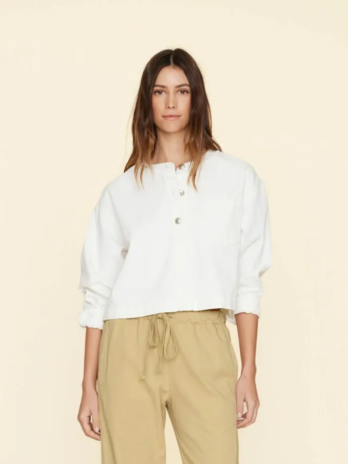 Xirena White Nicky Denim Top Women Tops